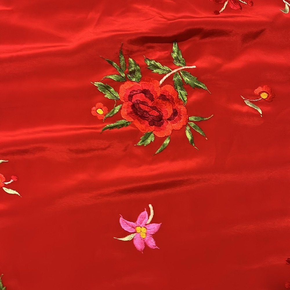 Extra Large Red/Multicolour Flamenco Shawl 44”x44” w/o fringe